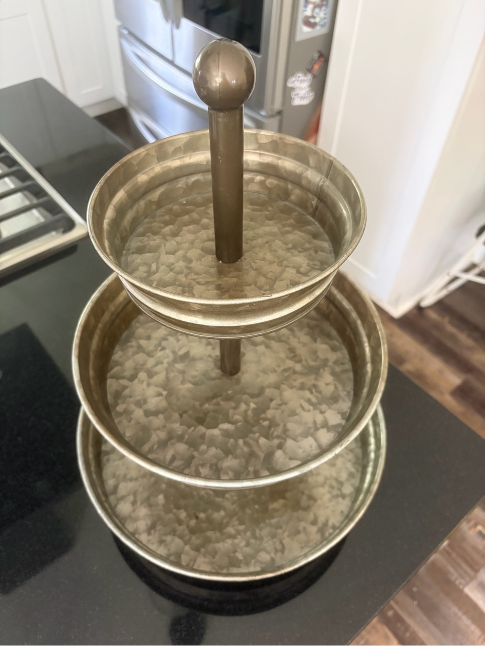 Hobby Lobby Hammered Metal Three-Tier Tray in Silver Gray